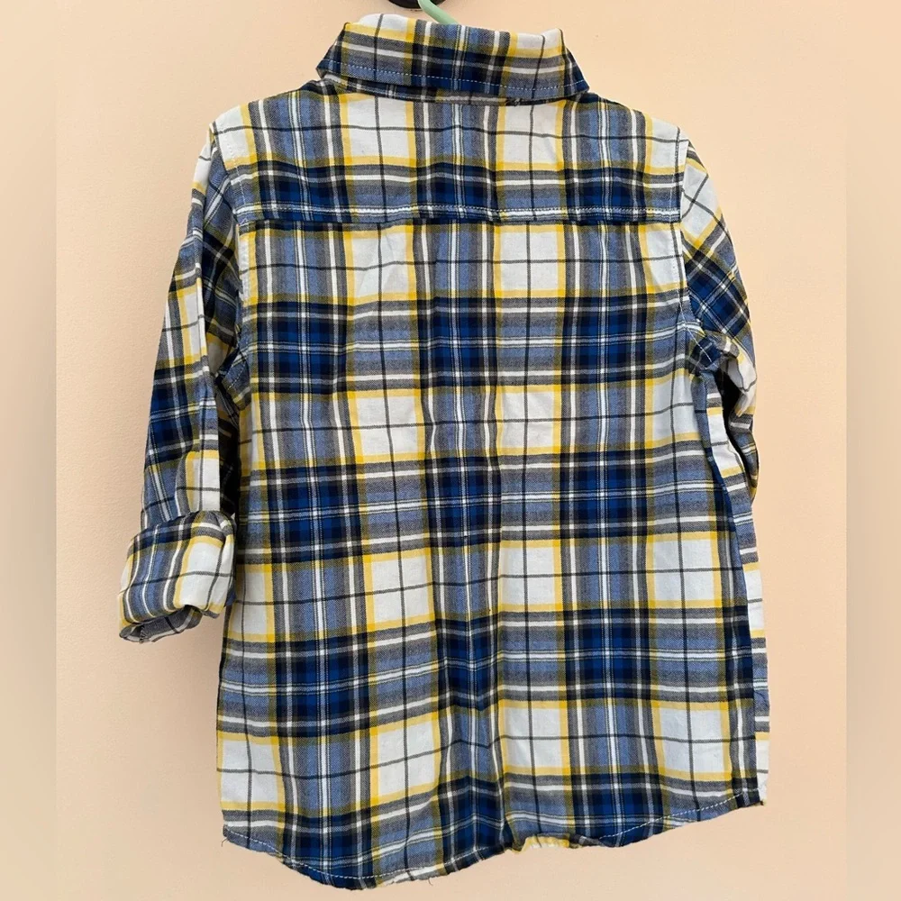 Crazy 8 Cotton Flannel Shirt | Boys 5T | Blue, Yellow & White Plaid Cozy Classic